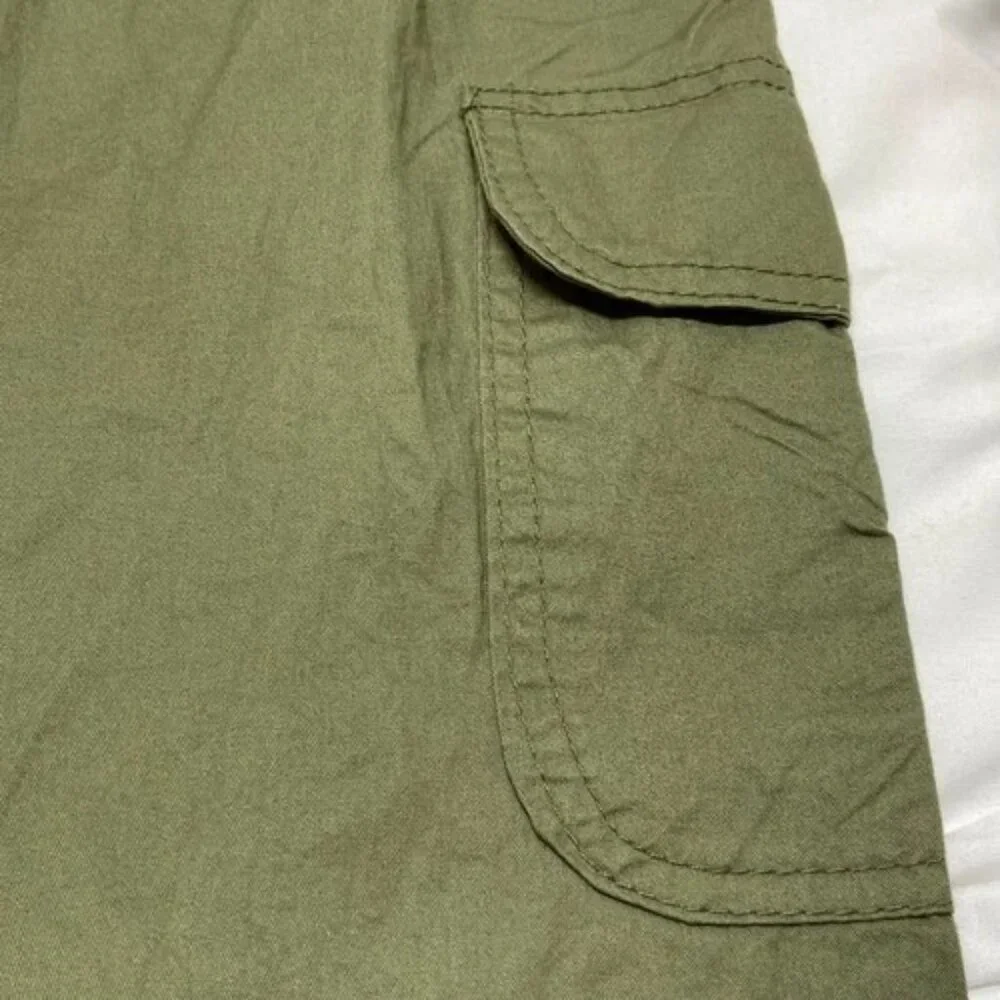 Woman Within Cargo Pants Women's 18W Olive Green Cotton Casual Roll Tab Cuff NWT